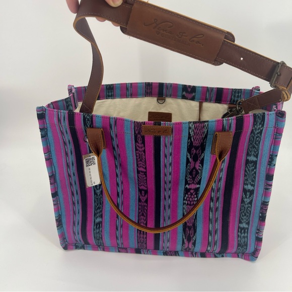 Nena & Co. 13in x 17in One Of A Kind Guatemala Travel Tote Bag Purple,blue,blk - Picture 7 of 12